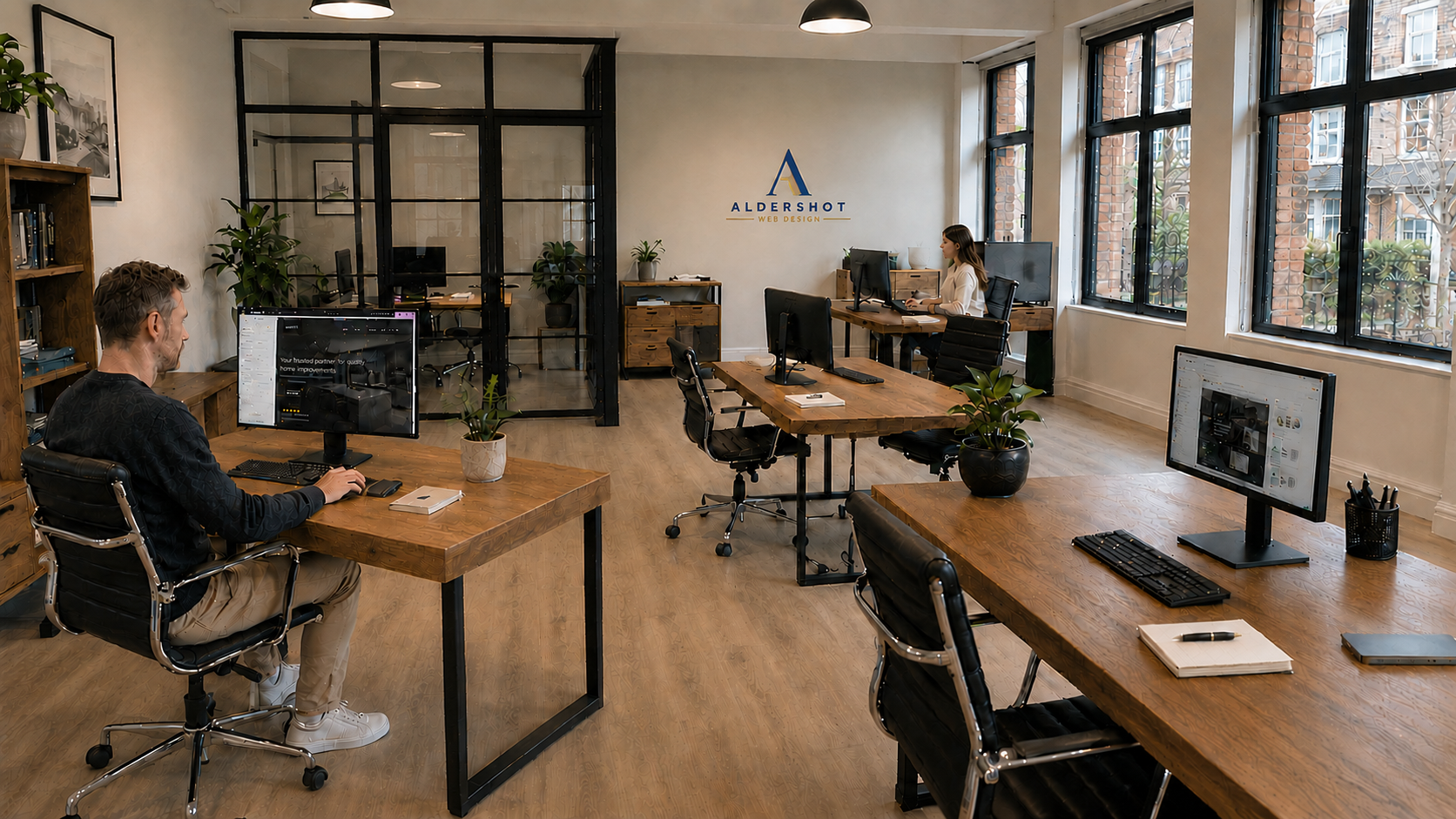 Aldershot Web Design office studio space with team working at desks
